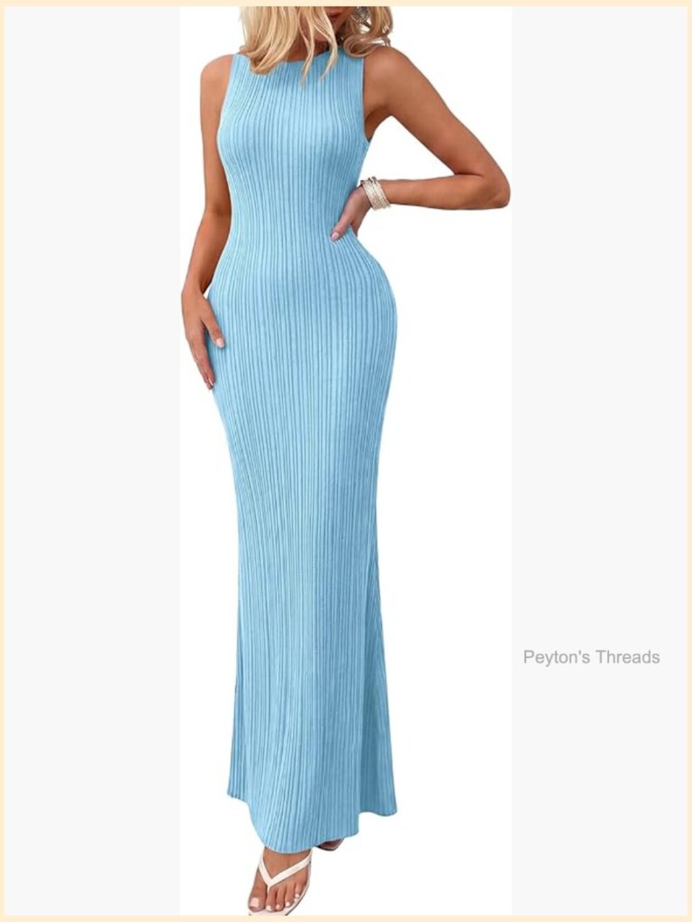 Ribbed Knit Bodycon Maxi Dress Sleeveless Slim Fit Summer Casual Party - Picture 1 of 7
